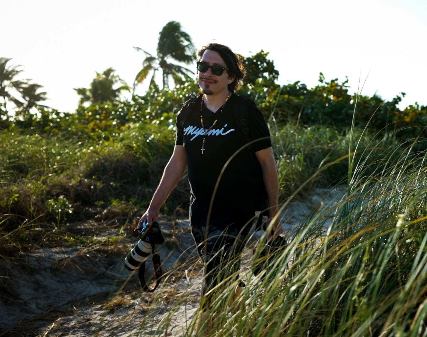 Matthew Hoyos filming Matt Geo Episode 1 in Crandon Park, Key Biscayne, 2021